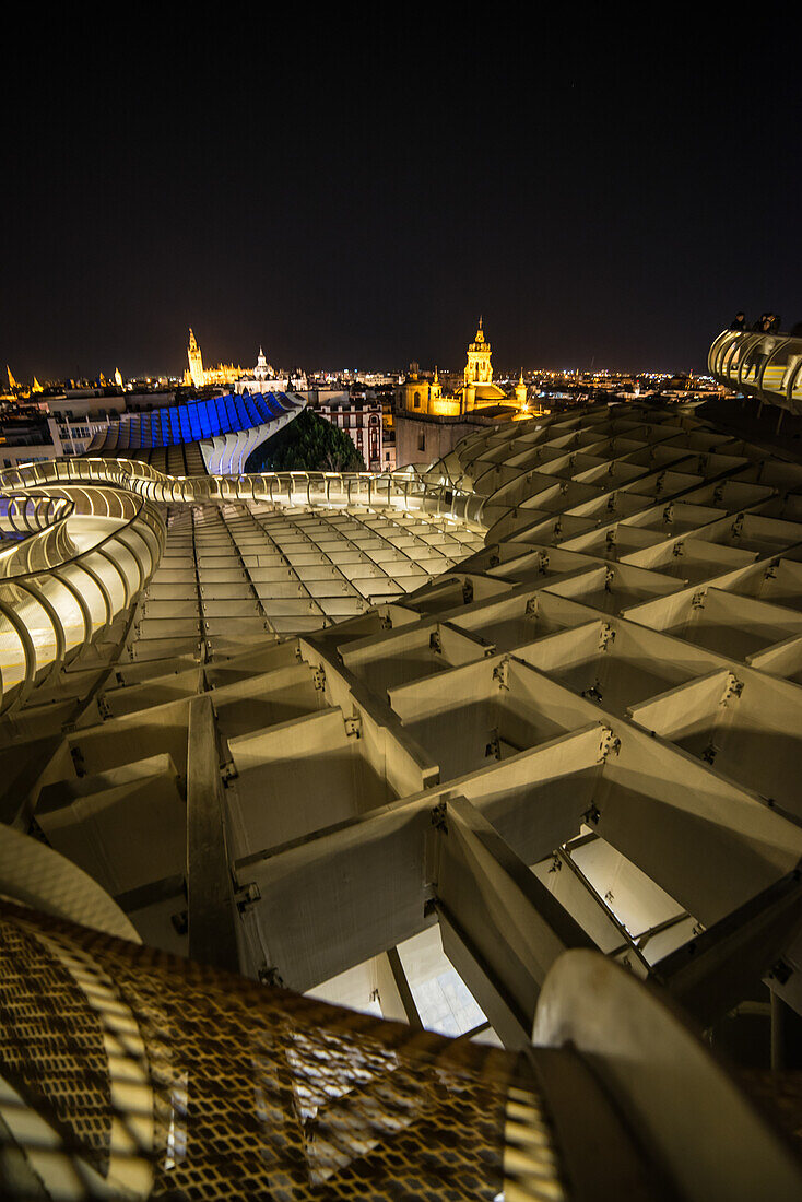 Metropol Parasol at night, Seville, Spain