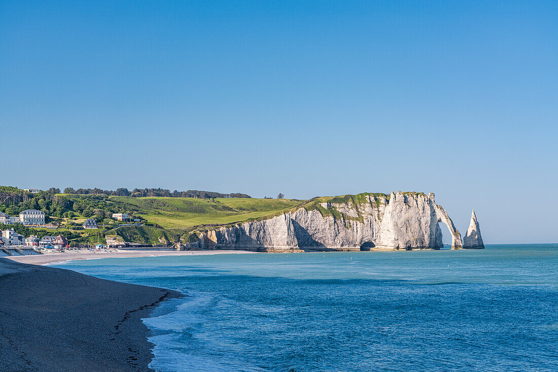 View of the Etretat and Falaise d'Aval chalk ledges