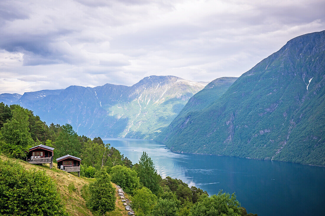 Blick auf den Sunnylvsfjord, Hjellesylt, Region Geiranger Fjord, Moere og Romsdal, Vestlandet, Norwegen