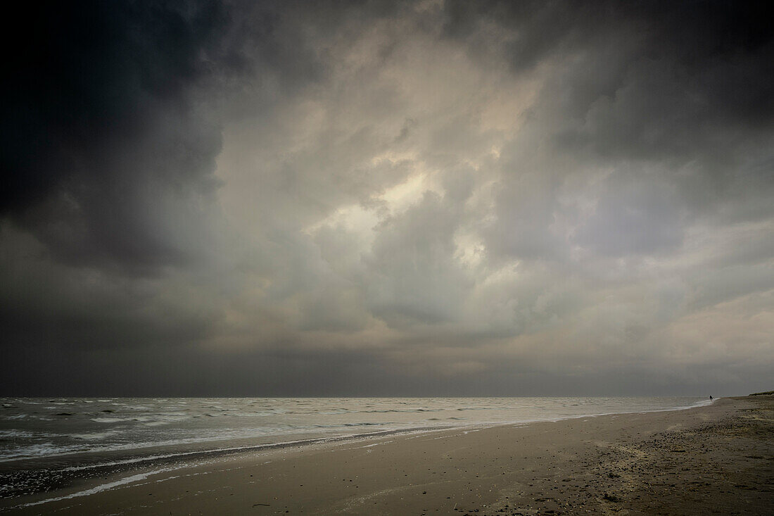 Wadden Sea during a storm in the evening light, Schillig, Wangerland, Friesland, Lower Saxony, Germany, Europe