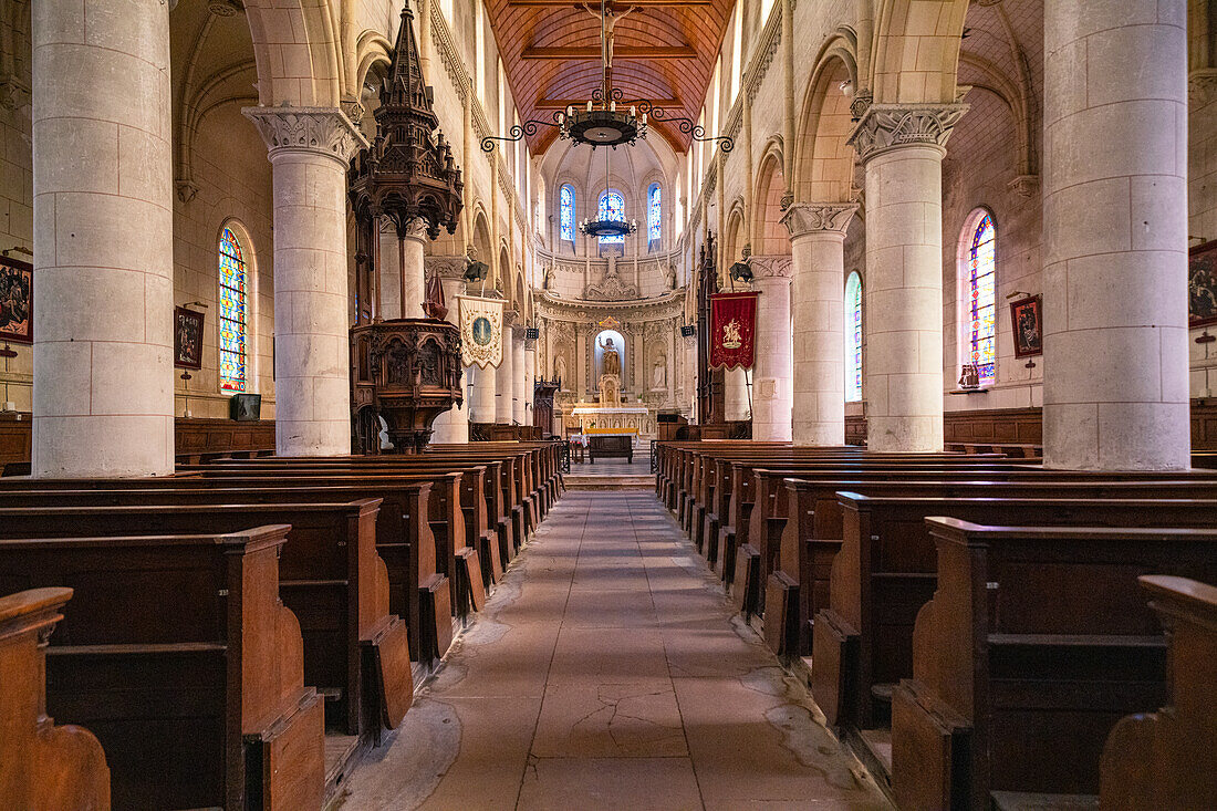 Interior view of the Saint Martin church in Yport, Normandy, France