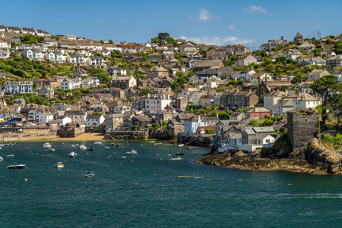 View of Polruan on the Fowey River, Cornwall, England, United Kingdom, Europe