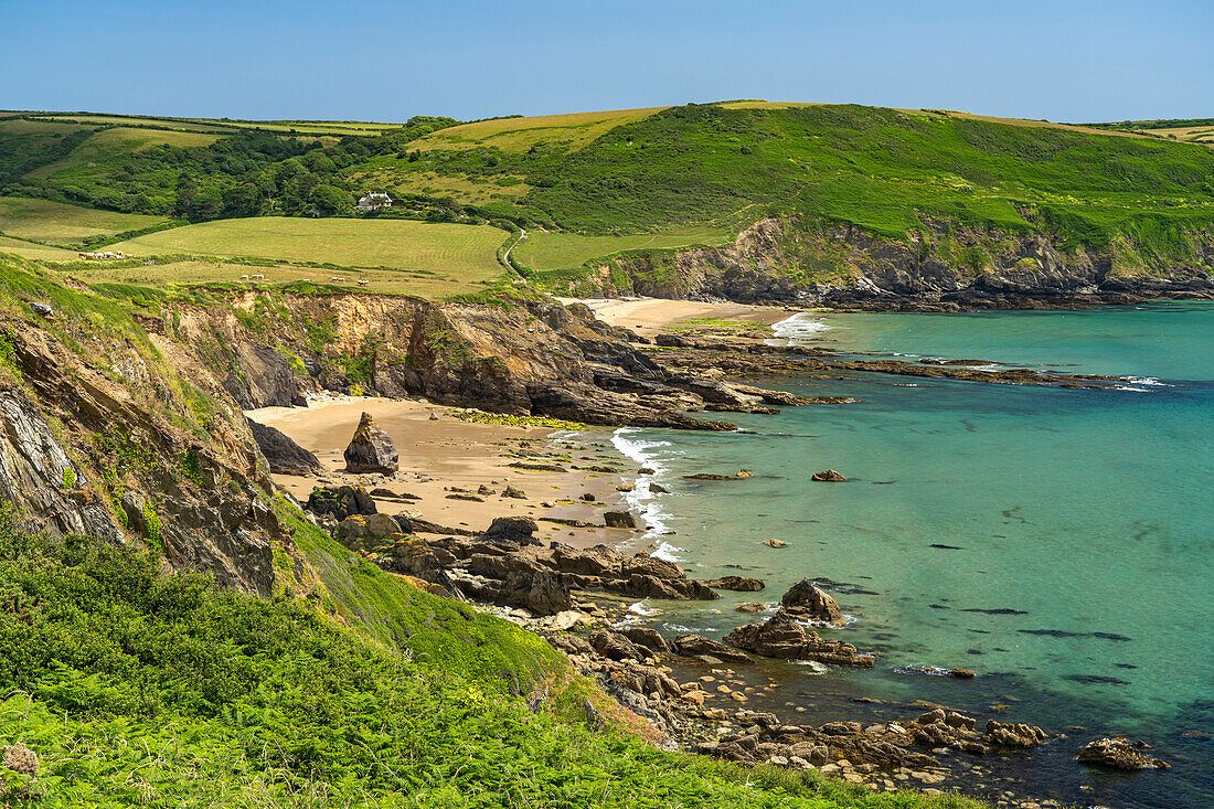 Hemmick Beach bei St Goran, St Austell, Cornwall, England, Großbritannien, Europa  