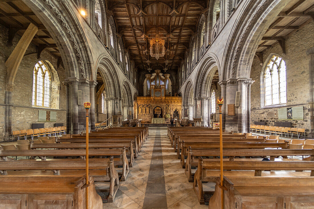 Interior of St Davids Cathedral, Wales, United Kingdom, Europe