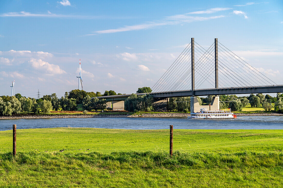 The Rhine Bridge Rees-Kalkar near Rees, Lower Rhine, North Rhine-Westphalia, Germany, Europe