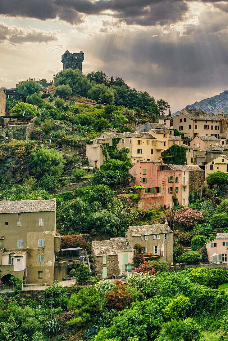 Nonza, Bergdorf, Westküste, Cap Corse, Korsika, Frankreich, Europa