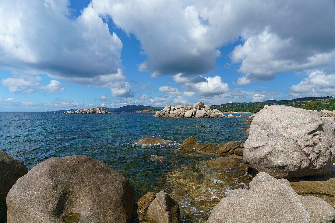 Plage de Tamaricciu, Strand, Felsen, Corse-du-Sud, Korsika, Frankreich, Europa