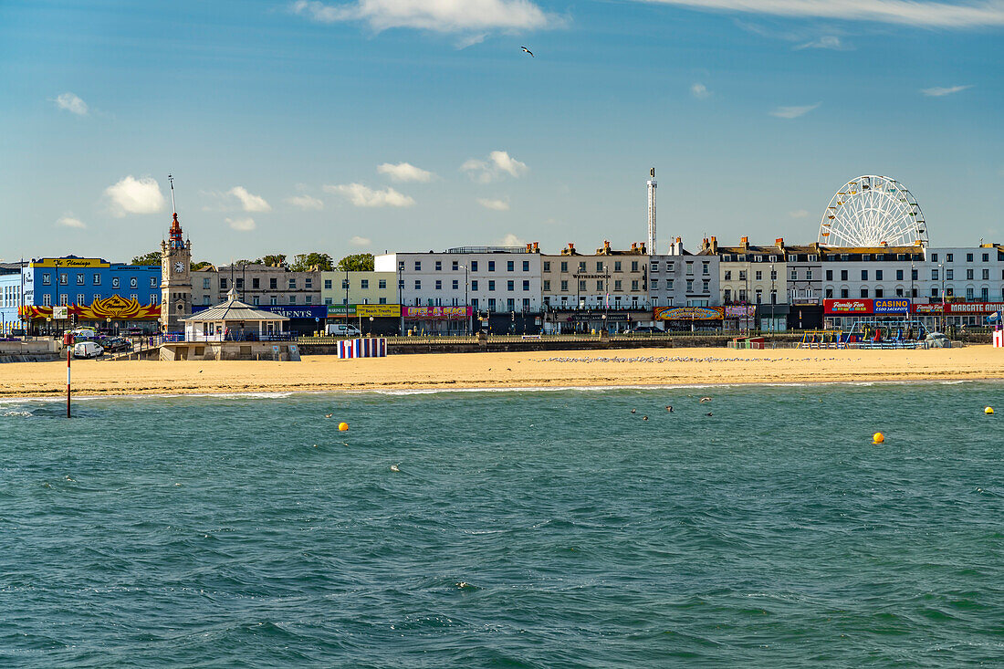 The beach and town view of Margate, Kent, England, United Kingdom, Europe