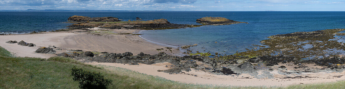 View of North Berwick Beach at low tide, North Berwick, East Lothian, Scotland, United Kingdom