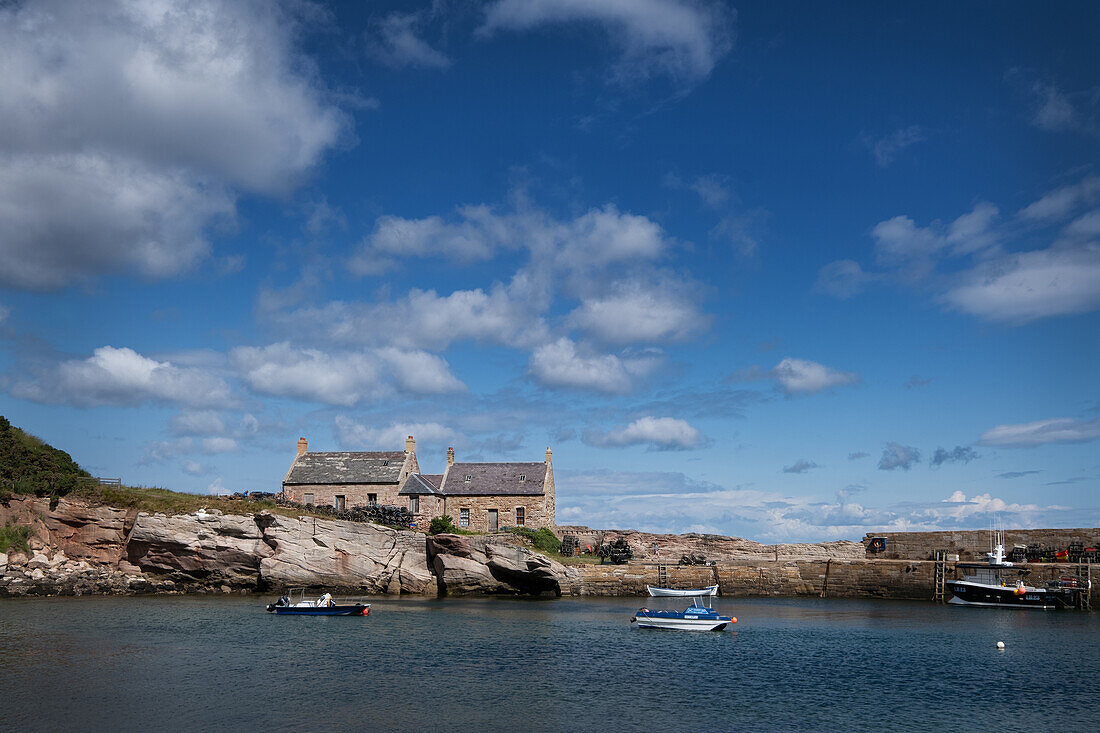 View of a deserted harbour, East Lothian, Scotland, UK