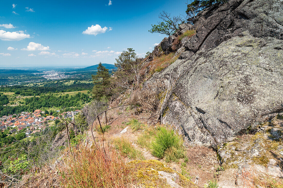 Hiking trail at Lautenfelsen overlooking Lautenbach, Gernsbach, Black Forest, Baden-Württemberg, Germany