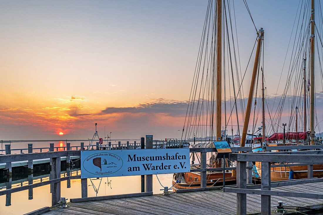 Museum harbor Heiligenhafen in the morning light, harbour, Baltic Sea, Ostholstein, Schleswig-Holstein, Germany