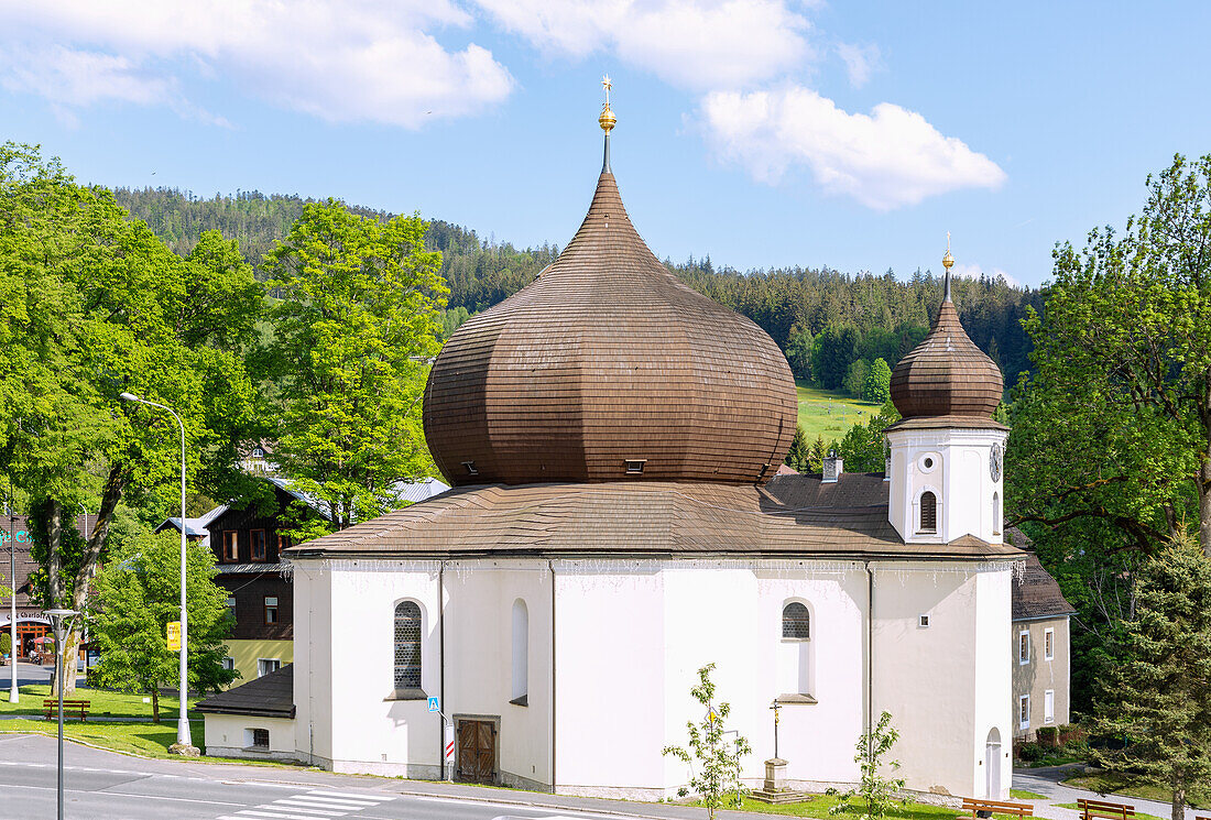 Parish Church of Our Lady Help from the Star in Železná Ruda in the Bohemian Forest in the Czech Republic