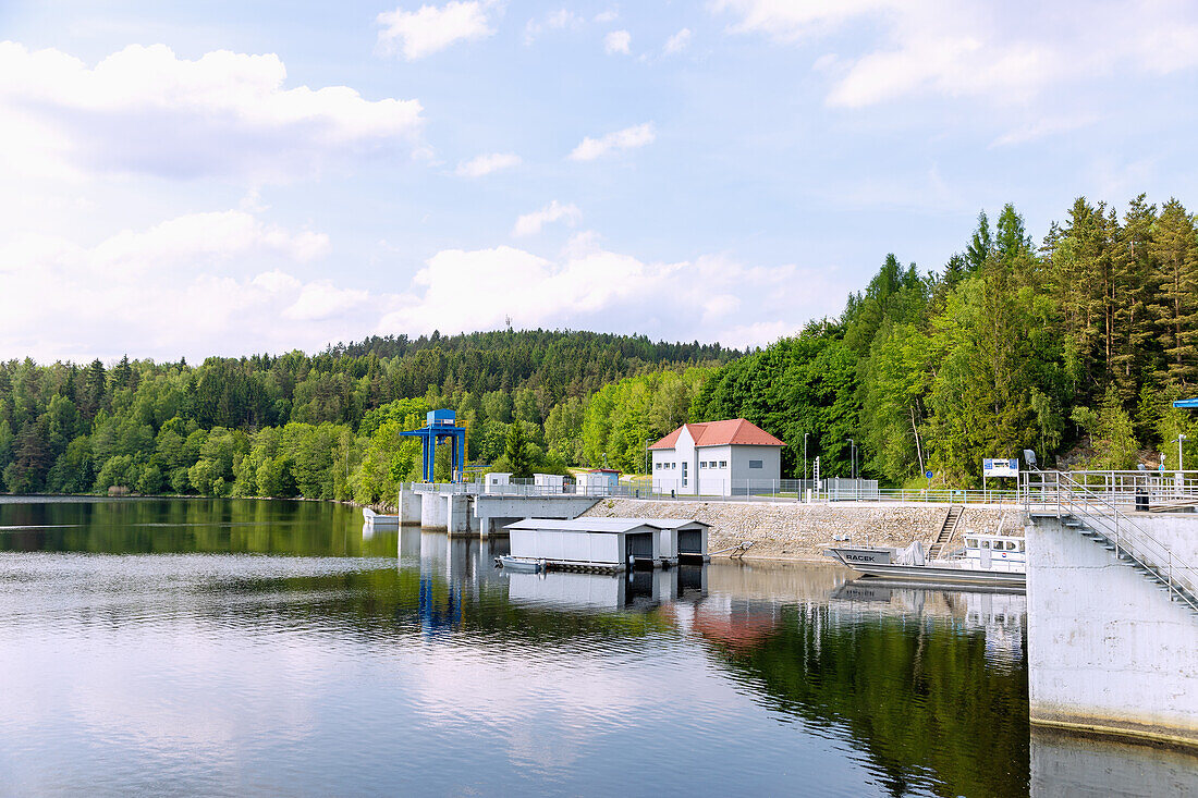 Hydroelectric power station Lipno in Lipno nad Vltavou on the Lipno reservoir in the Moldau Valley in the Czech Republic