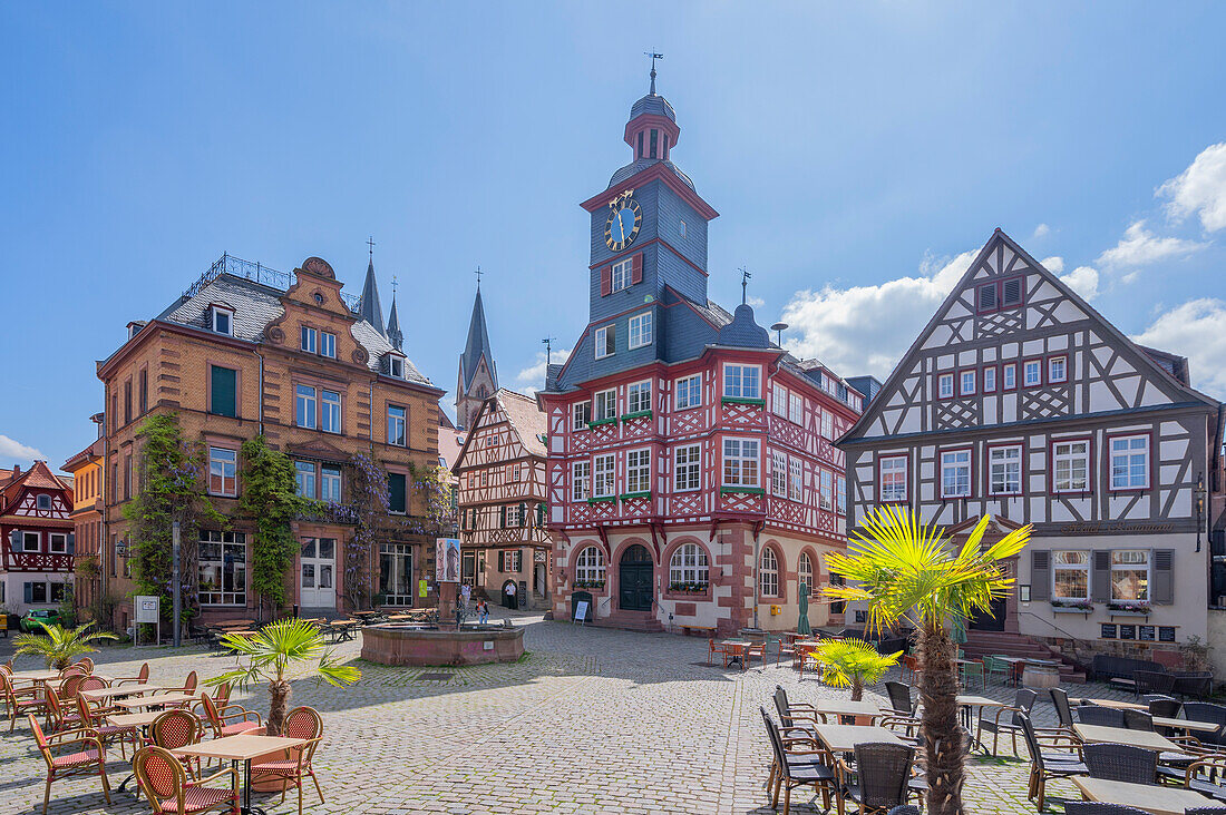 Marktplatz mit Rathaus, Heppenheim, Odenwald, GEO-Naturpark Bergstraße-Odenwald, Hessen, Deutschland
