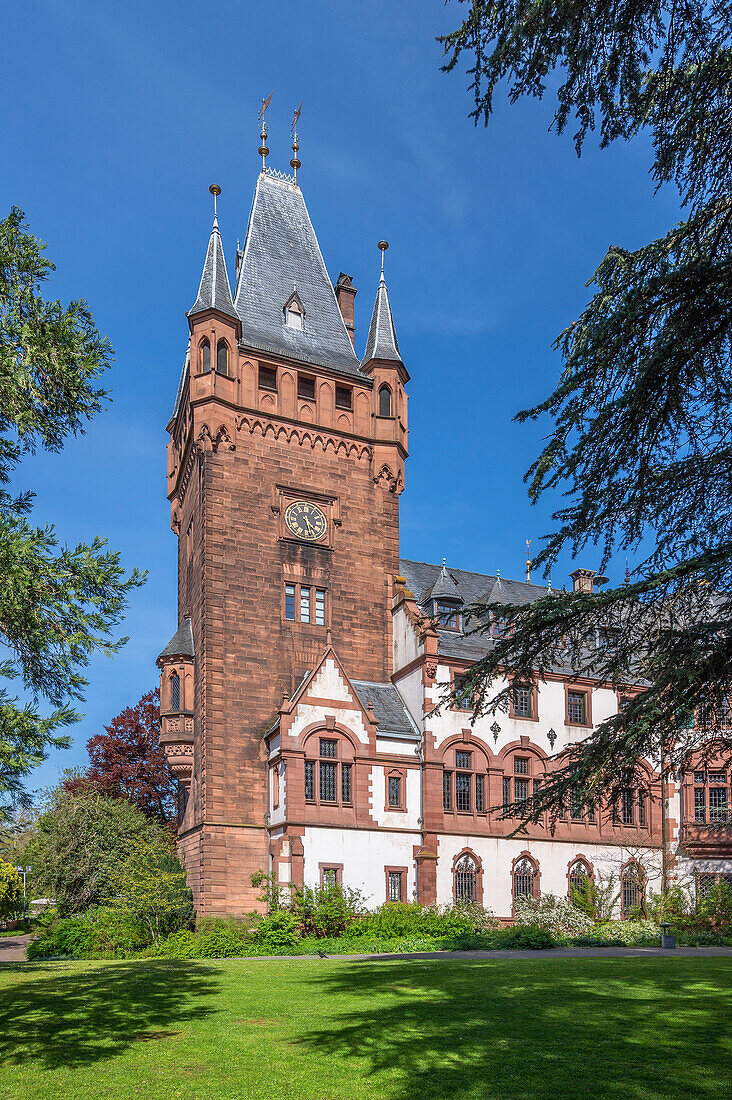 Rathaus mit Obertorturm, ehemaliges Schloss, Weinheim, Odenwald, GEO-Naturpark, Bergstraße-Odenwald, Baden-Württemberg, Deutschland