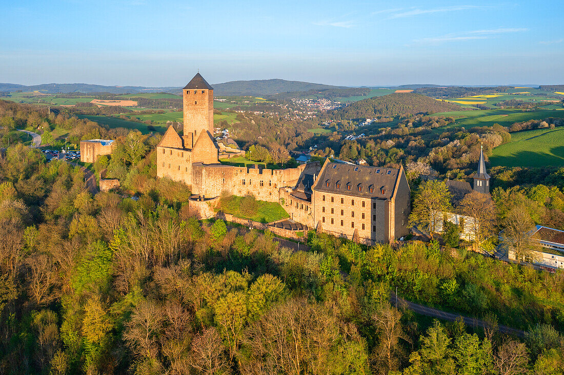 Lichtenberg Castle in the evening light, Thallichtenberg, Palatinate Uplands, Palatinate Forest