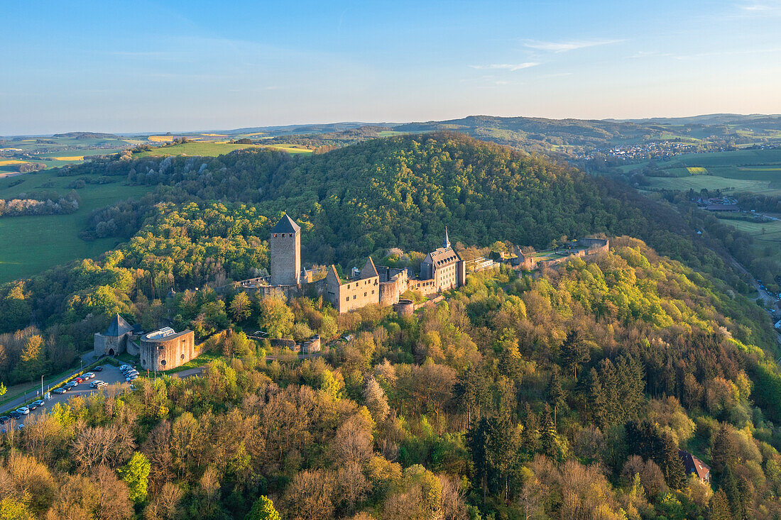 Burg Lichtenberg im Abendlicht, Thallichtenberg, Pfälzer Bergland, Pfälzerwald, Rheinland-Pfalz, Deutschland