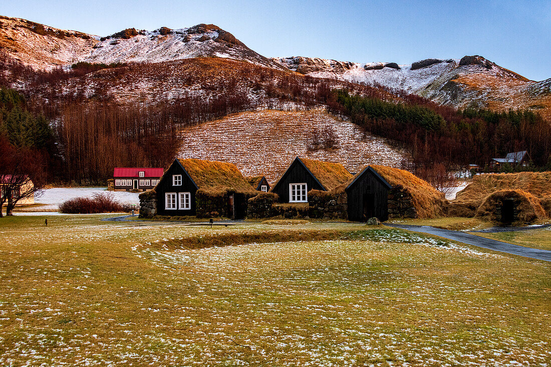 Sod Houses in Skogar Ice; and in the southern mountains.