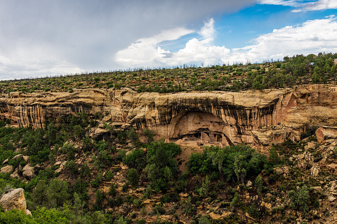 Blick auf Felsbehausungen, Mesa Verde National Park, Colorado, USA