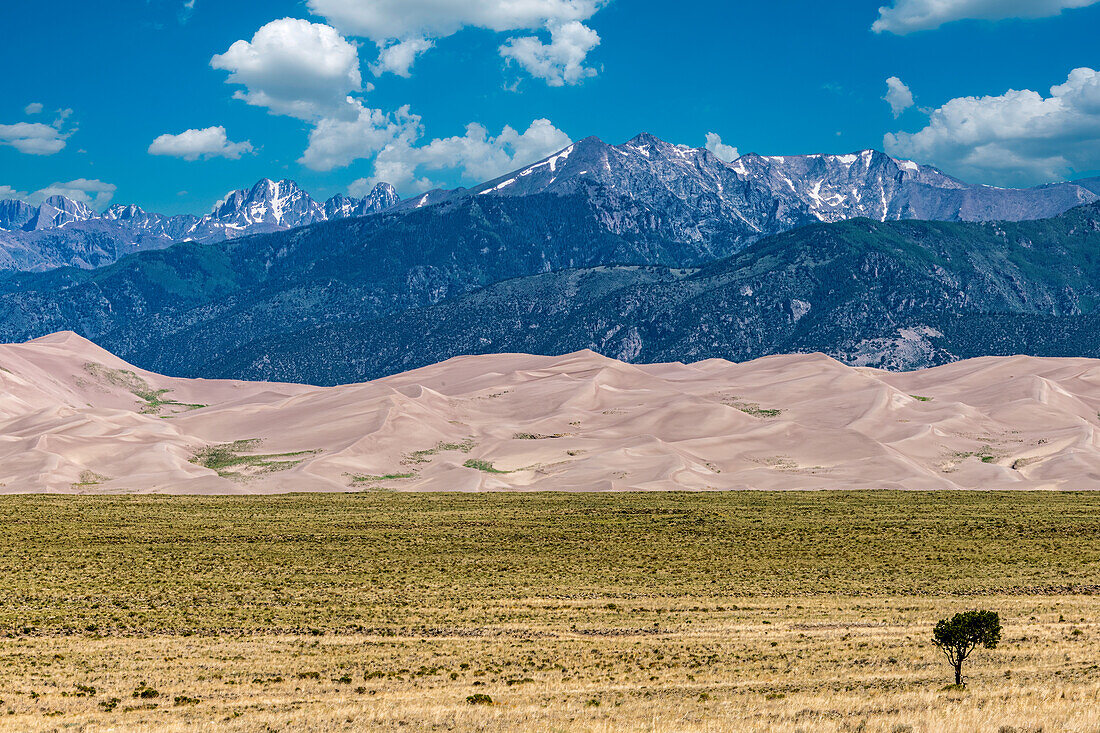 Great Sand Dunes in the Morning Light Against the Sangre De Cristo Mountains