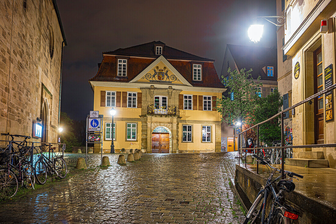 Stadtplatz 'Holzmarkt' bei Nacht, Tübingen, Baden-Württemberg, Deutschland