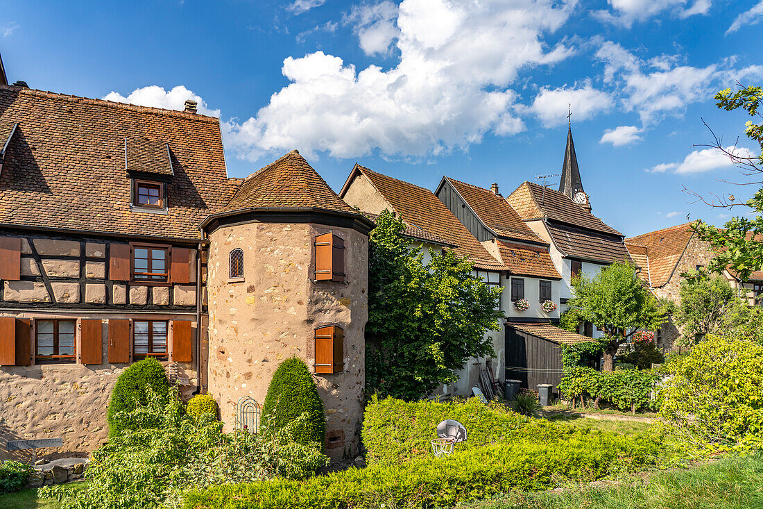 Half-timbered houses on the city wall in Bergheim, Alsace, France