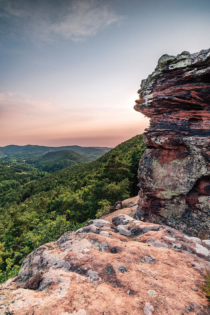 Sunset at the Geiersteinen, Wernersberg, Palatinate Forest, Rhineland-Palatinate, Germany