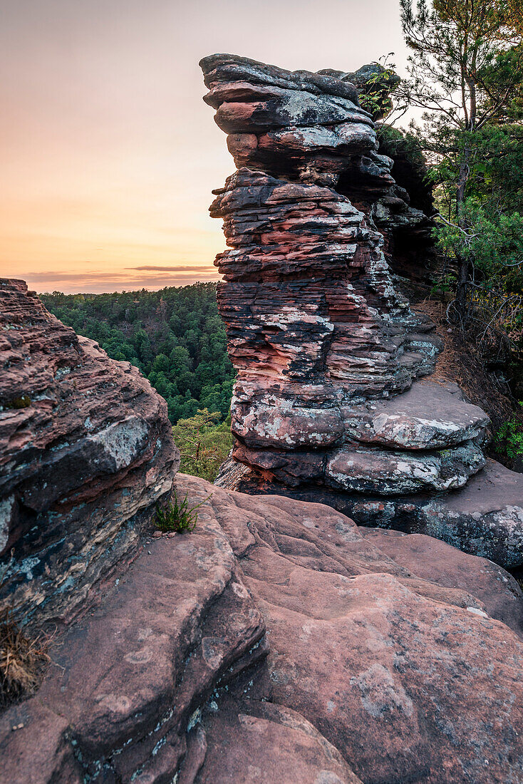 The rock formation at Rötzenfels, Gossersweiler-Stein, Palatinate Forest, Rhineland-Palatinate, Germany