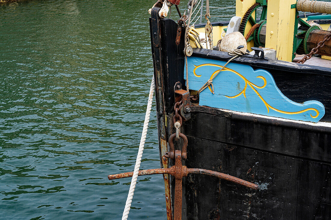 England, Cornwall, Charlestown near Saint Austell, ship detail at the harbor