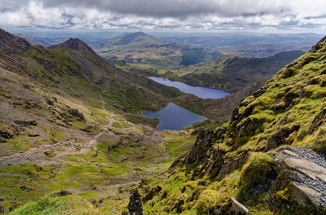 Großbritannien, Nord Wales, Snowdonia, Ausblick vom Mount Snowdon