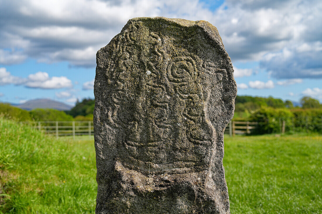 Great Britain, North West Wales, Anglesey Island, Bryn Celli Ddu, Neolithic passage tomb at Llanddaniel Fab, Snakestone