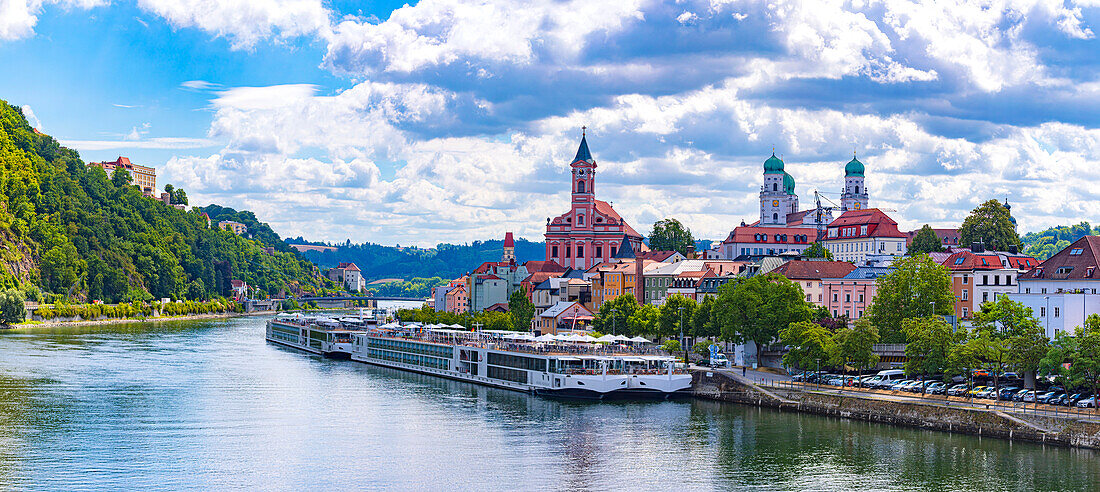 View over Danube in Passau, Bavaria, Germany