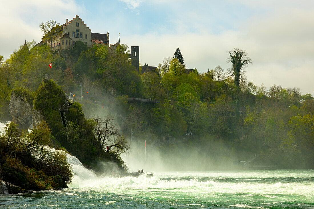 Rheinfall mit dem Schloss Laufen bei Neuhausen in Schaffhausen, Kanton Schaffhausen, Schweiz