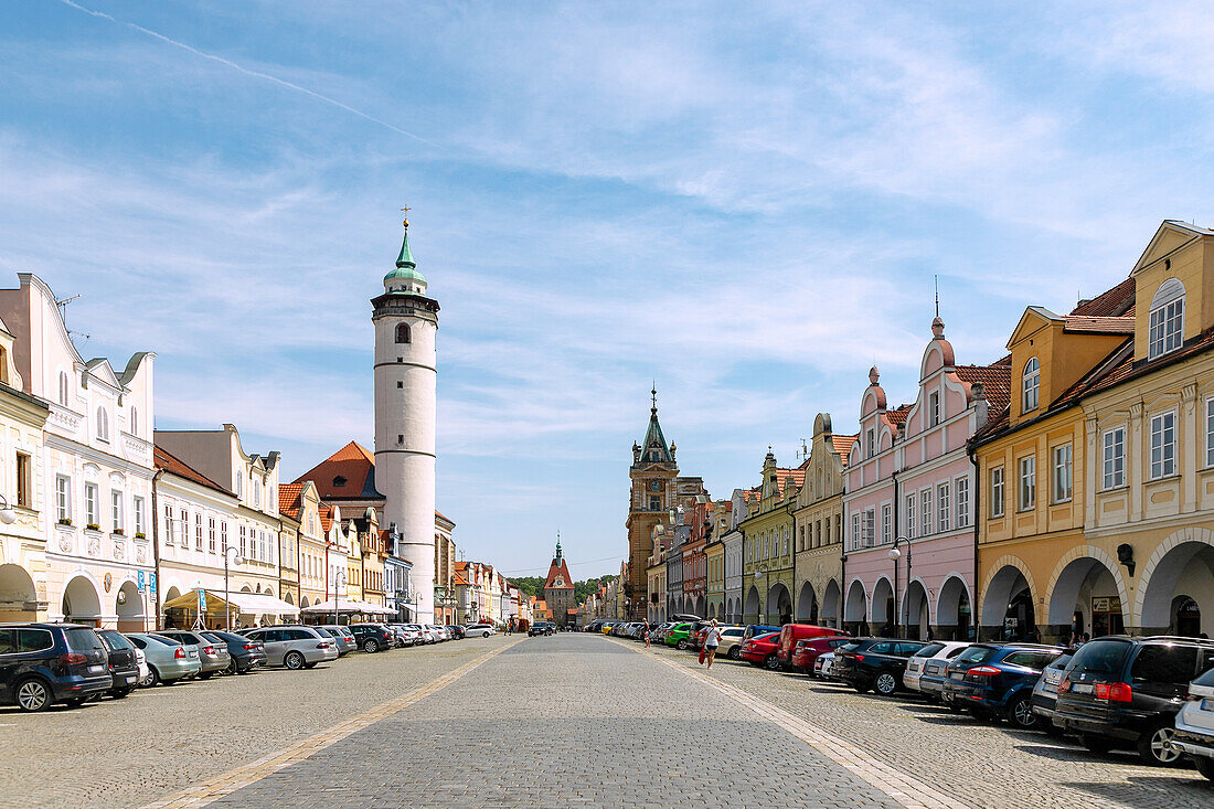Peace Square Náměstí Míru in Domažlice in West Bohemia in the Czech Republic