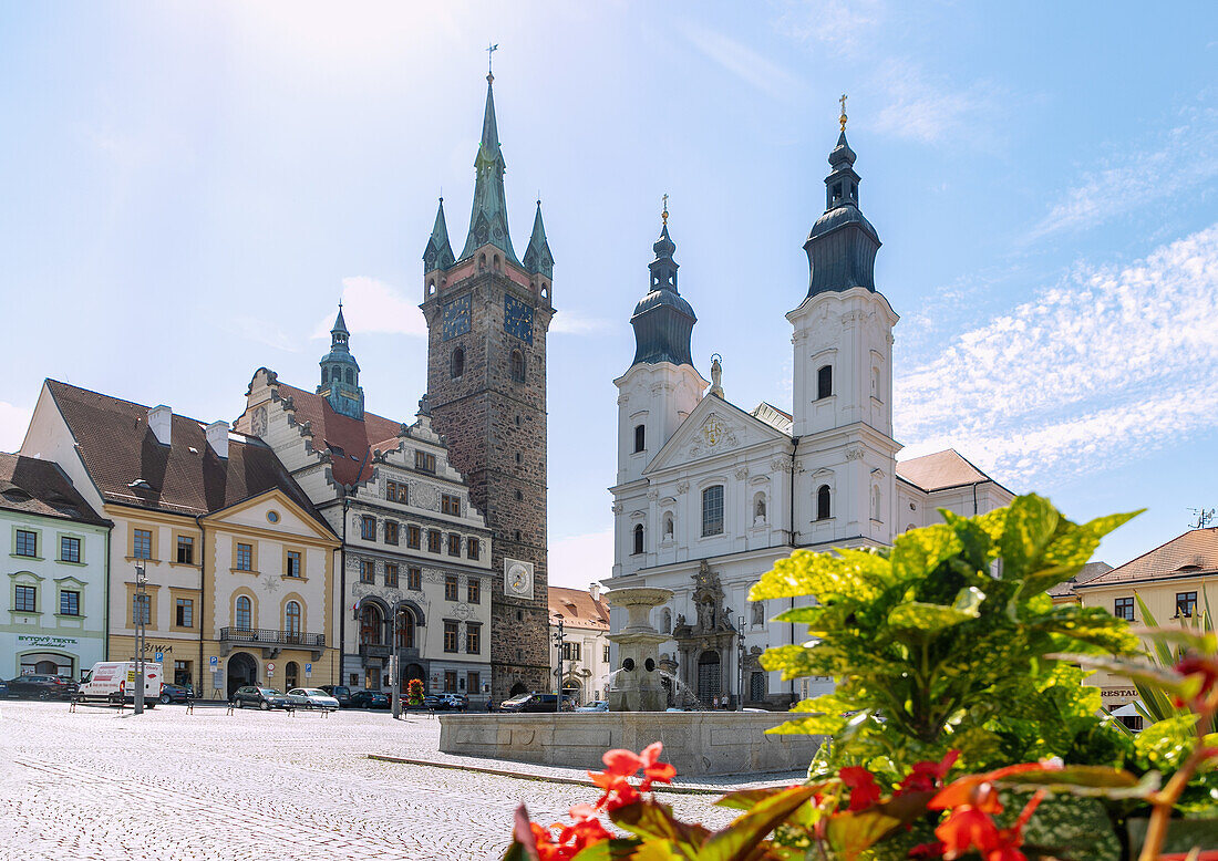 Peace Square Náměstí Míru in Klatovy in West Bohemia in the Czech Republic