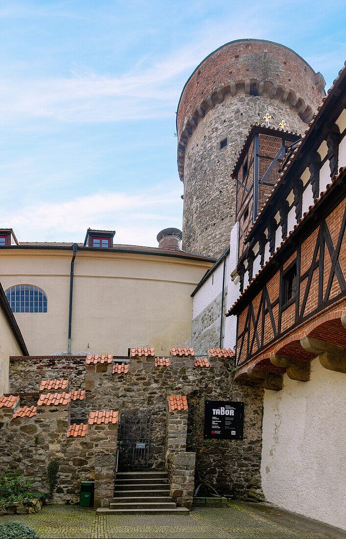 Kotnov observation tower in the old town of Tabor in South Bohemia in the Czech Republic