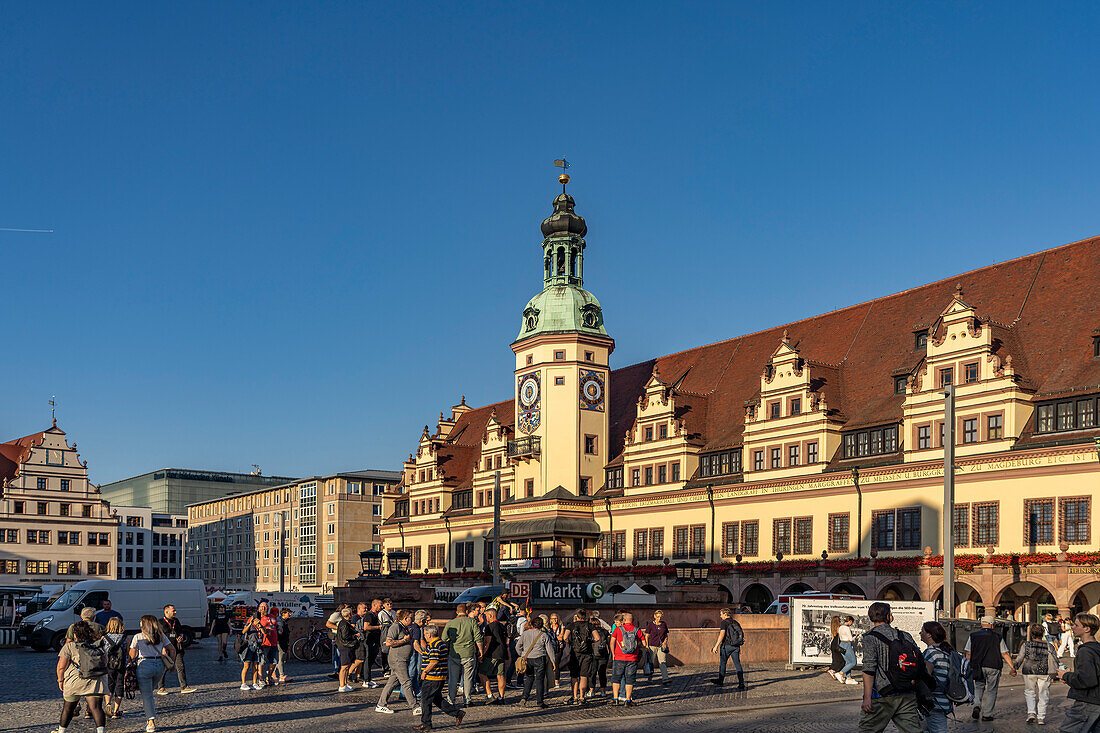 Market square and Old Town Hall in Leipzig, Saxony, Germany