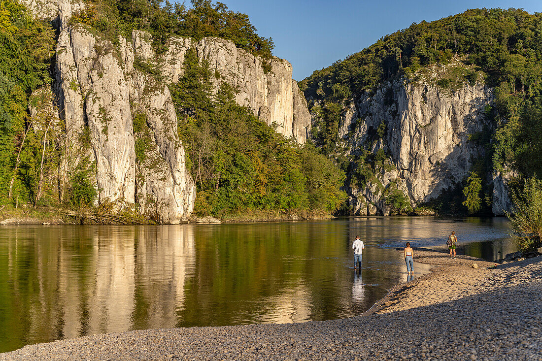 Danube beach at Weltenburger Enge, Danube breakthrough near Weltenburg, Bavaria, Germany