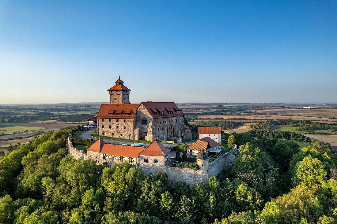 Veste Wachsenburg aus der Luft gesehen, Amt Wachsenburg, Thüringen, Deutschland