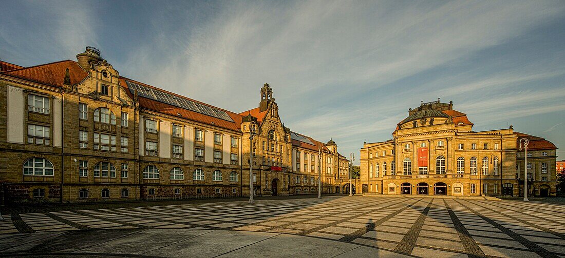 Building ensemble König-Albert-Museum and opera house on Theaterplatz in Chemnitz, Saxony, Germany