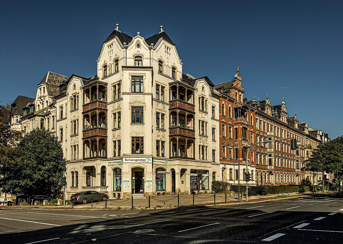 Wilhelminian style residential buildings in the Kaßberg district of Chemnitz, Chemnitz, Saxony, Germany