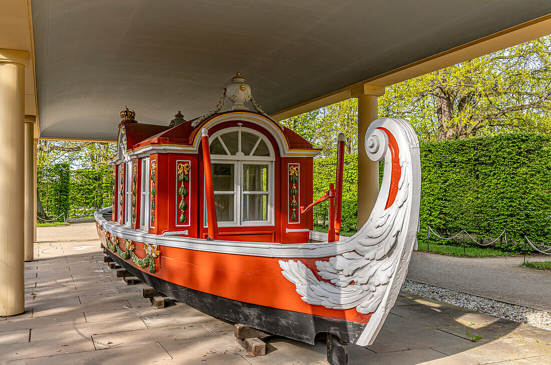 Triton gondola of Elector August the Strong in Pillnitz Palace Park in Dresden, Saxony, Germany