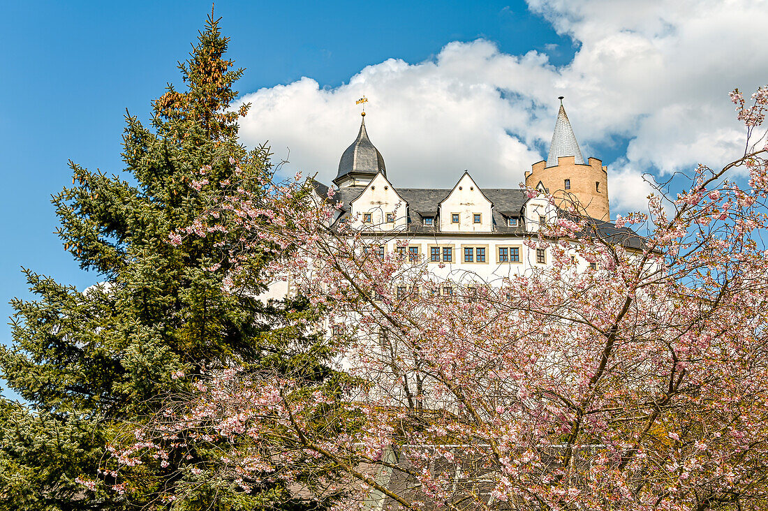 Aussicht auf Schloss Wildeck in Zschopau, Sachsen, Deutschland 