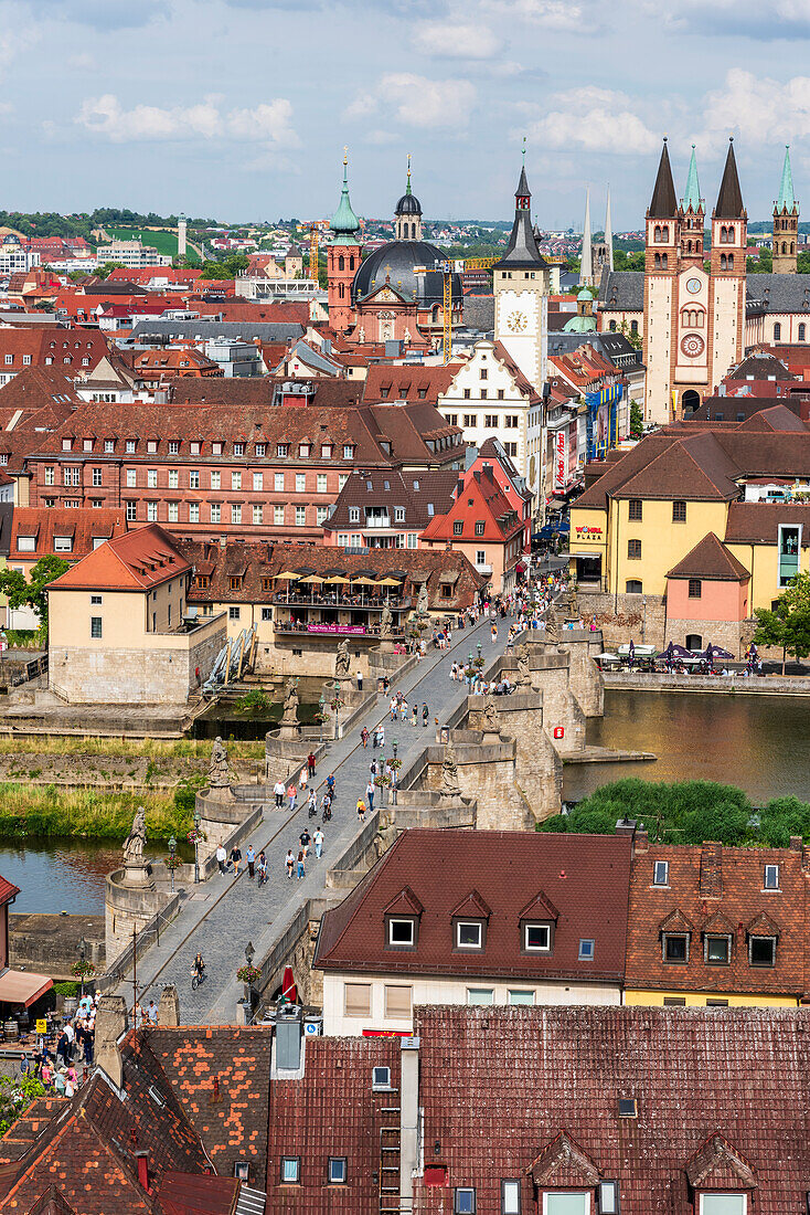 Old town and old Main bridge in Würzburg, Lower Franconia, Franconia, Bavaria, Germany