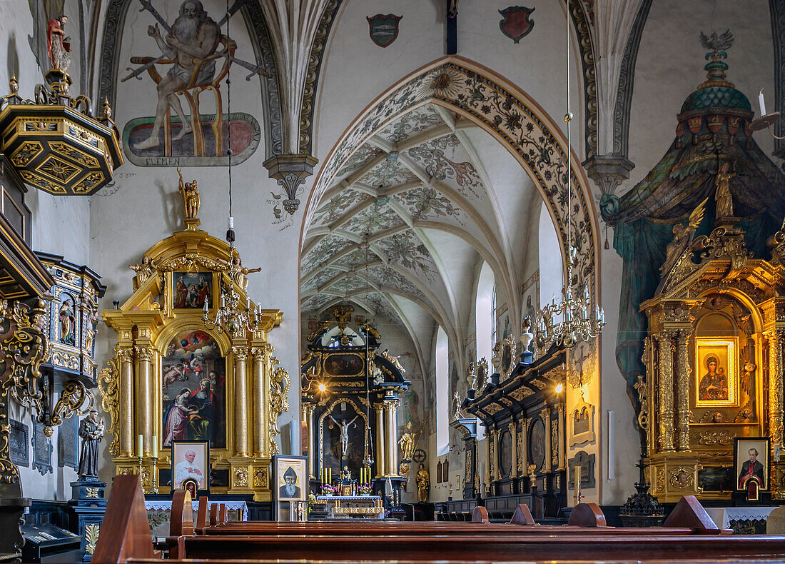 Interior of the Church of the Holy Cross (Kościół Świętego Krzyża) in the Old Town of Kraków in Poland
