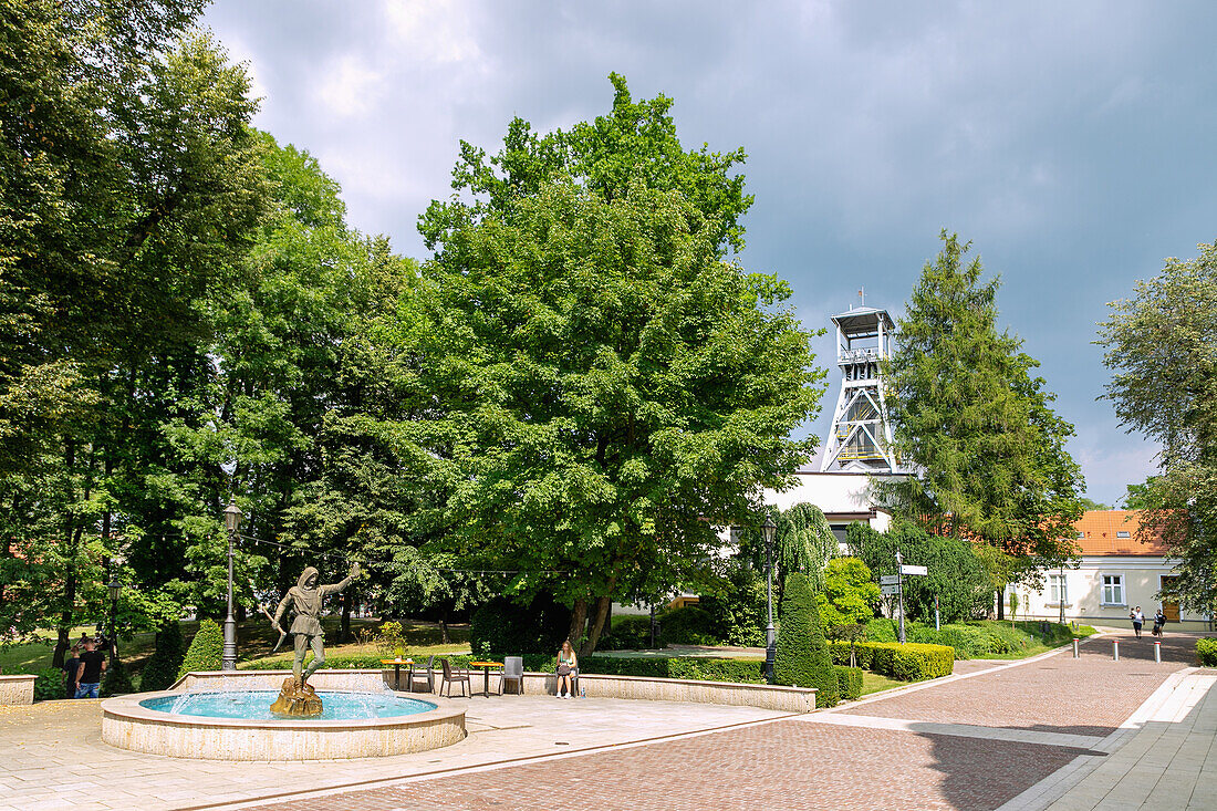 Park św. Kingi and fountain Fontanna przy Grand Sal at the Wieliczka Salt Mine (Kopalni Soli Wieliczka) in Wieliczka in Lesser Poland in Poland
