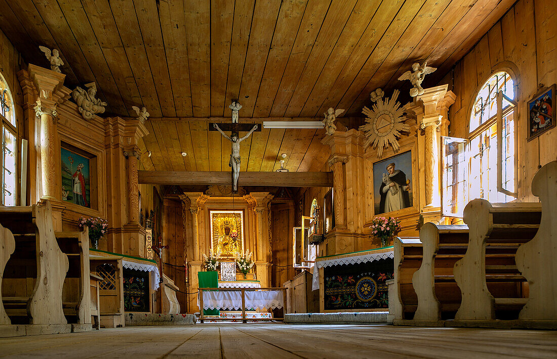 Interior of the Old Village Church (Stary Kościół parafialny) in Zakopane in the High Tatras in Poland