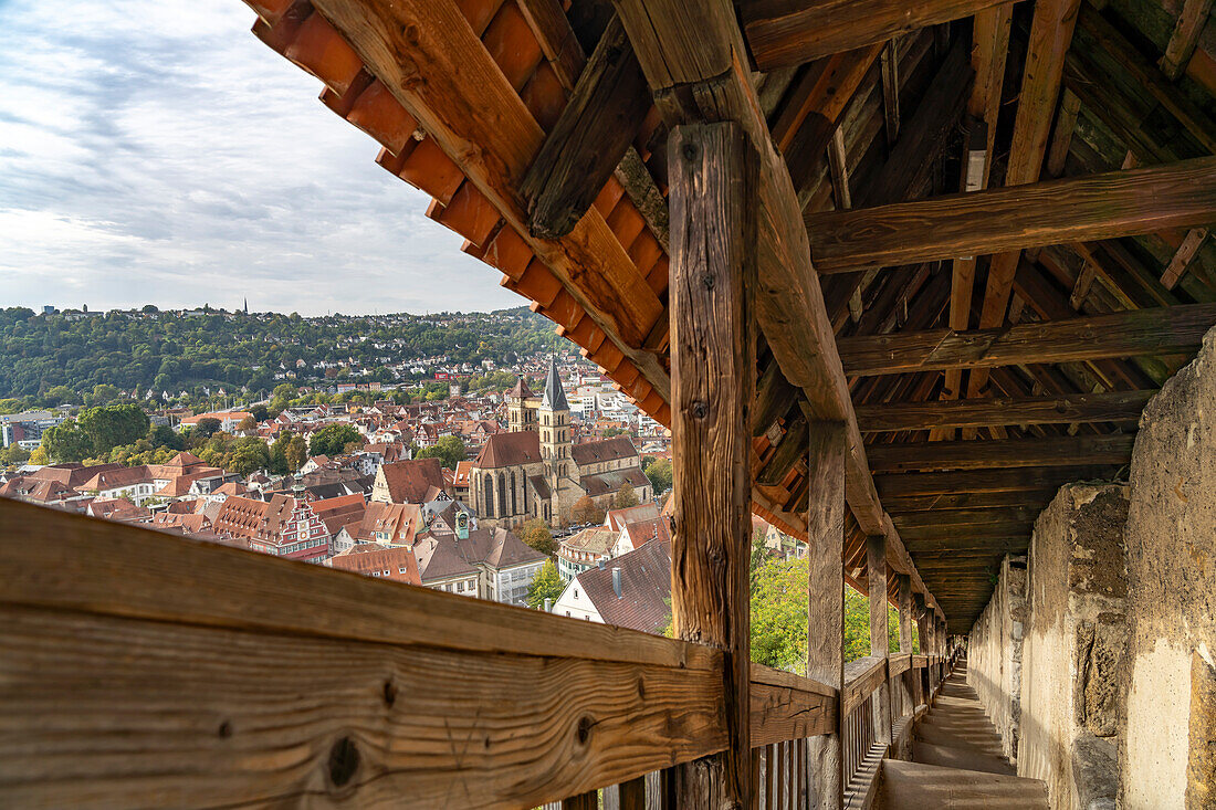 View from the castle city wall to Esslingen am Neckar, Baden-Württemberg, Germany