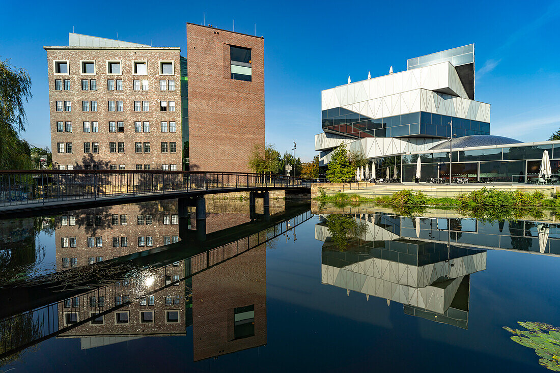 Experimenta Science Center and Lake Hagenbuch in Heilbronn, Baden-Württemberg, Germany